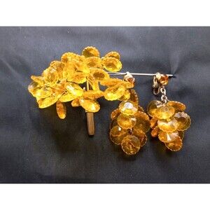 1960s Krasne of California Mid Century Lucite Tree Brooch Matching Earrings